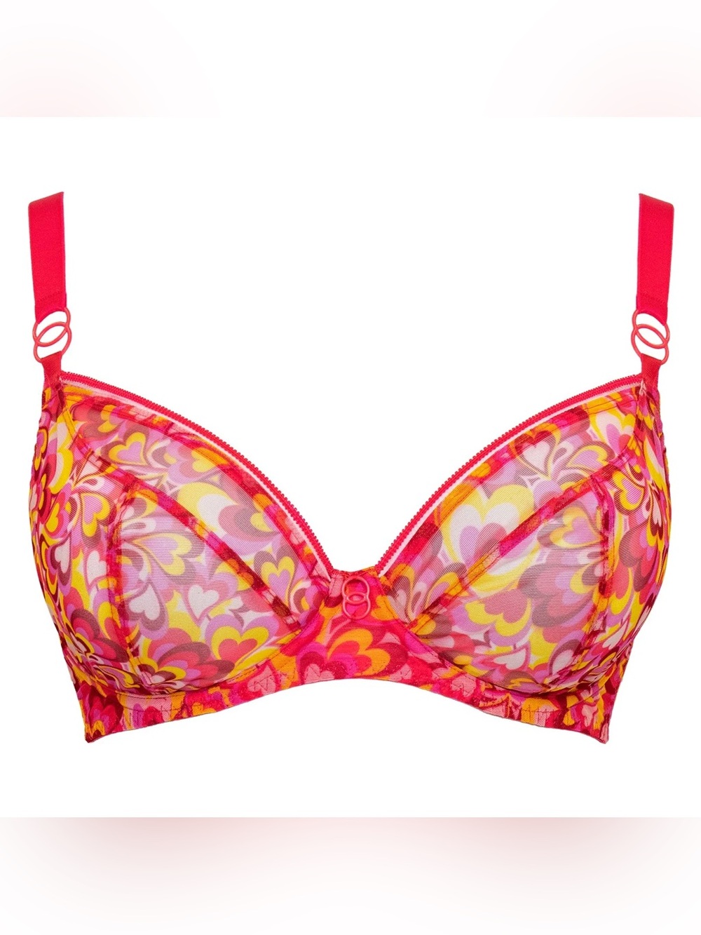 Curvy Kate 34FF/34H Lifestyle Plunge Pink Hearts Print Underwire Bra Unlined NWT